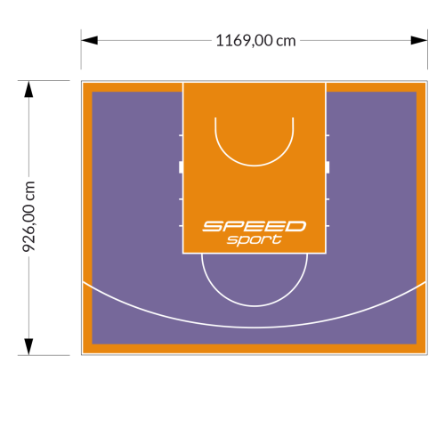 108M2/926X1169CM FIOLETOWO-POMARAŃCZOWE BOISKO DO KOSZYKÓWKI SPEED sport HEXA POWER PRO