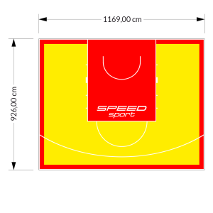 108M2/926X1169CM ŻÓŁTO-CZERWONE BOISKO DO KOSZYKÓWKI SPEED sport HEXA POWER PRO