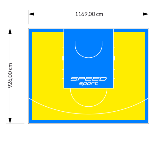 108M2/926X1169CM ŻÓŁTO-BŁĘKITNE BOISKO DO KOSZYKÓWKI SPEED sport HEXA POWER PRO