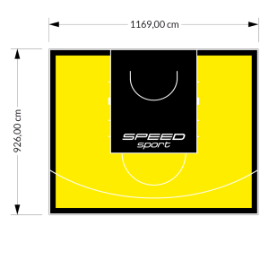 108M2/926X1169CM ŻÓŁTO-CZARNE BOISKO DO KOSZYKÓWKI SPEED sport HEXA POWER PRO