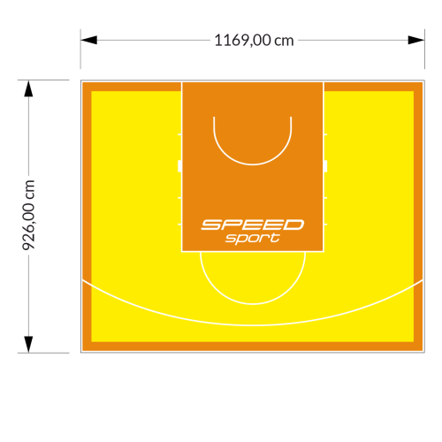 108M2/926X1169CM ŻÓŁTO-POMARAŃCZOWE BOISKO DO KOSZYKÓWKI SPEED sport HEXA POWER PRO