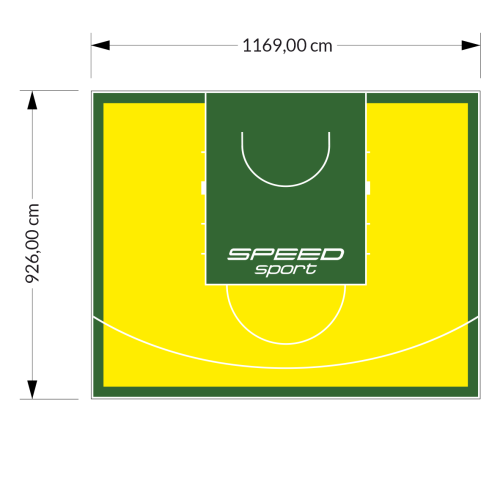 108M2/926X1169CM ŻÓŁTO-ZIELONE BOISKO DO KOSZYKÓWKI SPEED sport HEXA POWER PRO