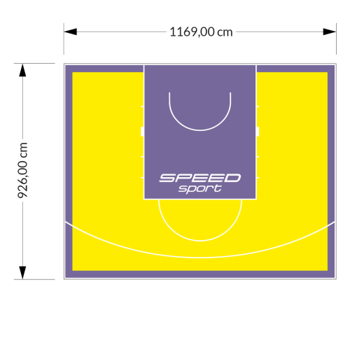 108M2/926X1169CM ŻÓŁTO-FIOLETOWE BOISKO DO KOSZYKÓWKI SPEED sport HEXA POWER PRO