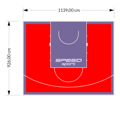 106M2/926X1139CM CZERWONO-FIOLETOWE BOISKO DO KOSZYKÓWKI SPEED sport HEXA POWER PRO