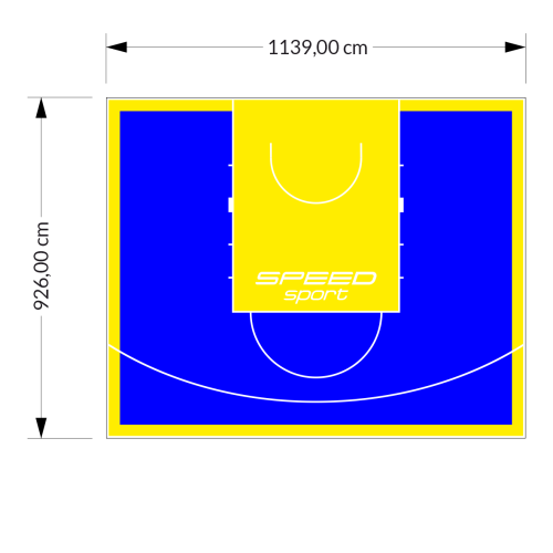 106M2/926X1139CM NIEBIESKO-ŻÓŁTE BOISKO DO KOSZYKÓWKI SPEED sport HEXA POWER PRO