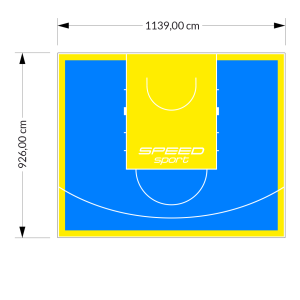 106M2/926X1139CM BŁĘKITNO-ŻÓŁTE BOISKO DO KOSZYKÓWKI SPEED sport HEXA POWER PRO