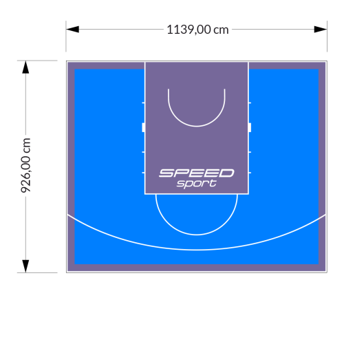 106M2/926X1139CM BŁĘKITNO-FIOLETOWE BOISKO DO KOSZYKÓWKI SPEED sport HEXA POWER PRO