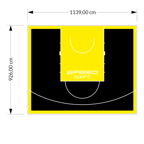 106M2/926X1139CM CZARNO-ŻÓŁTE BOISKO DO KOSZYKÓWKI SPEED sport HEXA POWER PRO