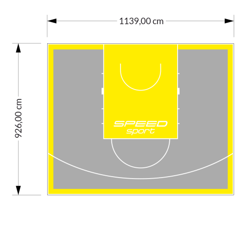 106M2/926X1139CM SZARO-ŻÓŁTE BOISKO DO KOSZYKÓWKI SPEED sport HEXA POWER PRO