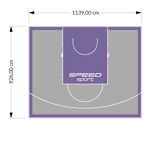 106M2/926X1139CM SZARO-FIOLETOWE BOISKO DO KOSZYKÓWKI SPEED sport HEXA POWER PRO