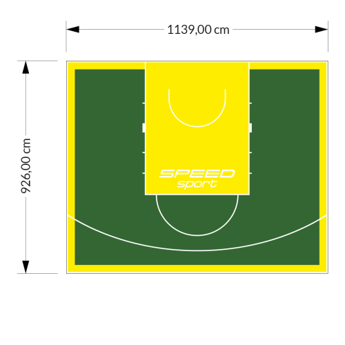 106M2/926X1139CM ZIELONO-ŻÓŁTE BOISKO DO KOSZYKÓWKI SPEED sport HEXA POWER PRO