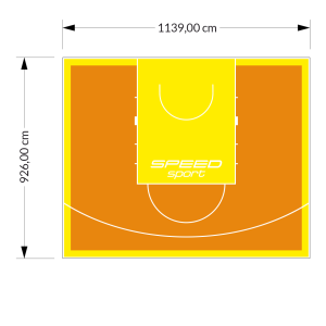106M2/926X1139CM POMARAŃCZOWO-ŻÓŁTE BOISKO DO KOSZYKÓWKI SPEED sport HEXA POWER PRO