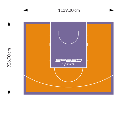 106M2/926X1139CM POMARAŃCZOWO-FIOLETOWE BOISKO DO KOSZYKÓWKI SPEED sport HEXA POWER PRO
