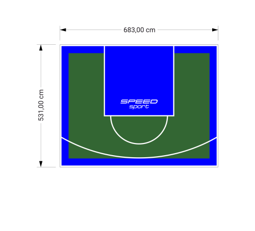 36M2/531X683CM ZIELONO-NIEBIESKIE BOISKO DO KOSZYKÓWKI SPEEDSPORT HEXA POWER PRO