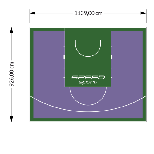 106M2/926X1139CM FIOLETOWO-ZIELONE BOISKO DO KOSZYKÓWKI SPEED sport HEXA POWER PRO
