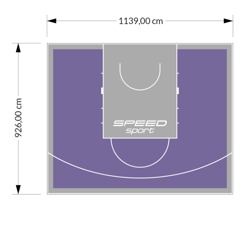 106M2/926X1139CM FIOLETOWO-SZARE BOISKO DO KOSZYKÓWKI SPEED sport HEXA POWER PRO