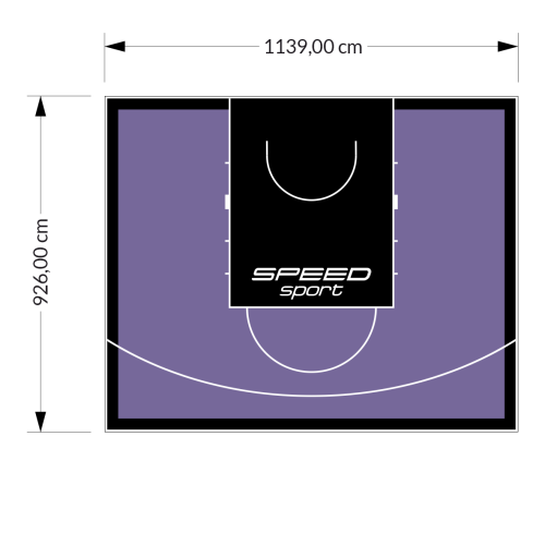 106M2/926X1139CM FIOLETOWO-CZARNE BOISKO DO KOSZYKÓWKI SPEED sport HEXA POWER PRO