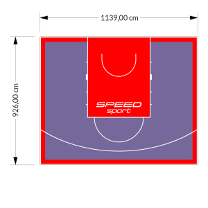 106M2/926X1139CM FIOLETOWO-CZERWONE BOISKO DO KOSZYKÓWKI SPEED sport HEXA POWER PRO