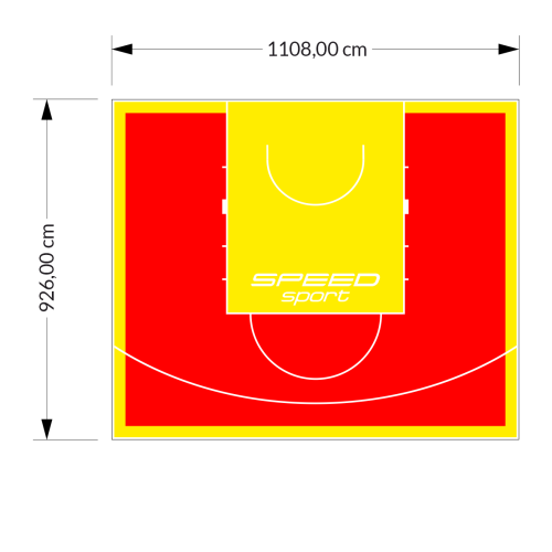 103M2/926X1108CM CZERWONO-ŻÓŁTE BOISKO DO KOSZYKÓWKI SPEED sport HEXA POWER PRO