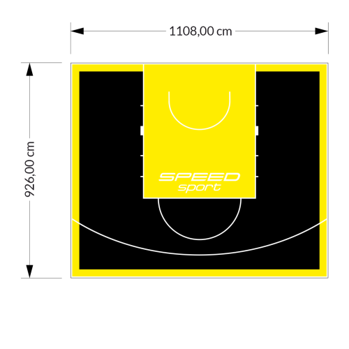 103M2/926X1108CM CZARNO-ŻÓŁTE BOISKO DO KOSZYKÓWKI SPEED sport HEXA POWER PRO