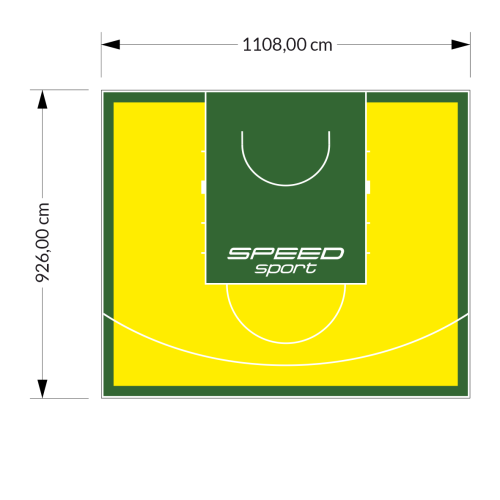 103M2/926X1108CM ŻÓŁTO-ZIELONE BOISKO DO KOSZYKÓWKI SPEED sport HEXA POWER PRO