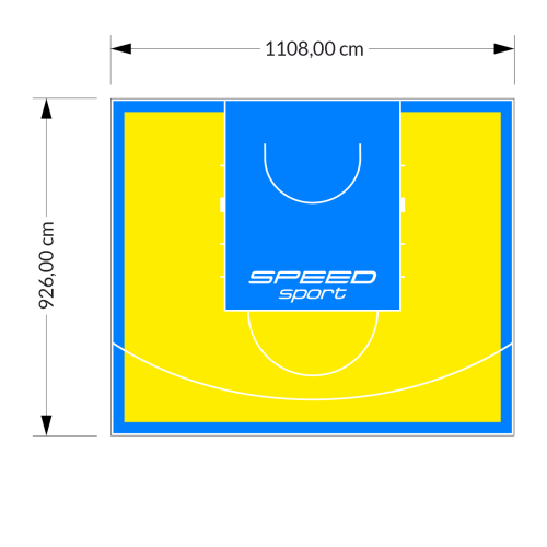 103M2/926X1108CM ŻÓŁTO-BŁĘKITNE BOISKO DO KOSZYKÓWKI SPEED sport HEXA POWER PRO