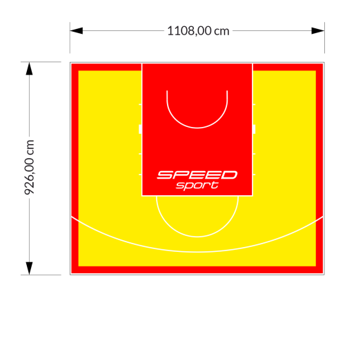 103M2/926X1108CM ŻÓŁTO-CZERWONE BOISKO DO KOSZYKÓWKI SPEED sport HEXA POWER PRO