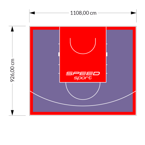 103M2/926X1108CM FIOLETOWO-CZERWONE BOISKO DO KOSZYKÓWKI SPEED sport HEXA POWER PRO