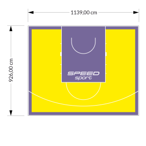 106M2/926X1139CM ŻÓŁTO-FIOLETOWE BOISKO DO KOSZYKÓWKI SPEED sport HEXA POWER PRO