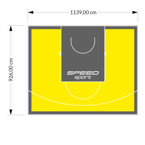 106M2/926X1139CM ŻÓŁTO-GRAFITOWE BOISKO DO KOSZYKÓWKI SPEED sport HEXA POWER PRO