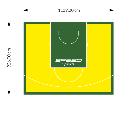 106M2/926X1139CM ŻÓŁTO-ZIELONE BOISKO DO KOSZYKÓWKI SPEED sport HEXA POWER PRO