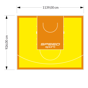 106M2/926X1139CM ŻÓŁTO-POMARAŃCZOWE BOISKO DO KOSZYKÓWKI SPEED sport HEXA POWER PRO