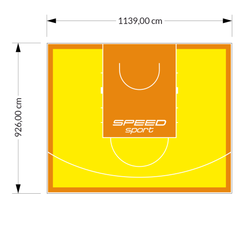 106M2/926X1139CM ŻÓŁTO-POMARAŃCZOWE BOISKO DO KOSZYKÓWKI SPEED sport HEXA POWER PRO