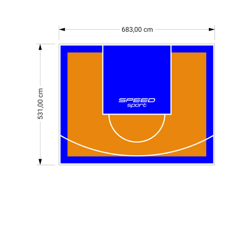 36M2/531X683CM POMARAŃCZOWO-NIEBIESKIE BOISKO DO KOSZYKÓWKI SPEEDSPORT HEXA POWER PRO