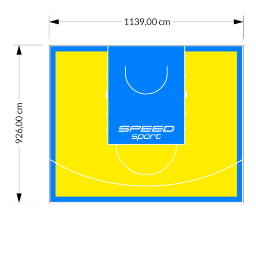 106M2/926X1139CM ŻÓŁTO-BŁĘKITNE BOISKO DO KOSZYKÓWKI SPEED sport HEXA POWER PRO