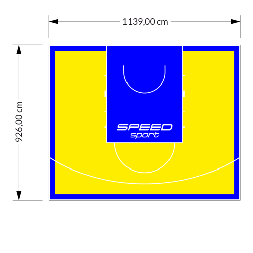 106M2/926X1139CM ŻÓŁTO-NIEBIESKIE BOISKO DO KOSZYKÓWKI SPEED sport HEXA POWER PRO