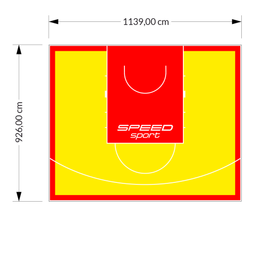106M2/926X1139CM ŻÓŁTO-CZERWONE BOISKO DO KOSZYKÓWKI SPEED sport HEXA POWER PRO