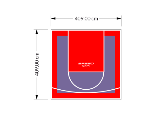 17M2/409X409CM FIOLETOWO-CZERWONE BOISKO DO KOSZYKÓWKI SPEEDSPORT HEXA POWER PRO