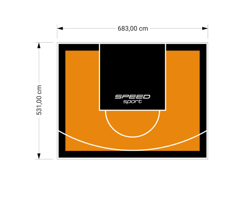 36M2/531X683CM POMARAŃCZOWO-CZARNE BOISKO DO KOSZYKÓWKI SPEEDSPORT HEXA POWER PRO