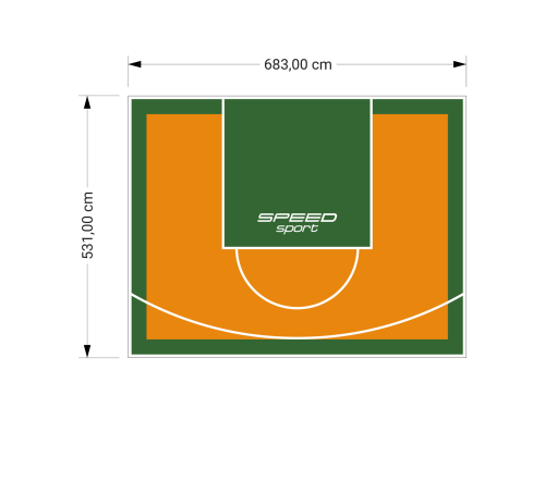 36M2/531X683CM POMARAŃCZOWO-ZIELONE BOISKO DO KOSZYKÓWKI SPEEDSPORT HEXA POWER PRO