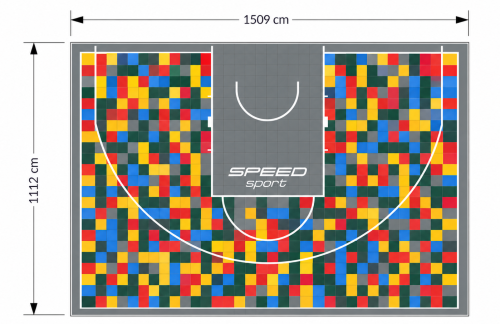 168M2/1112x1509CM PIXEL ART BOISKO DO KOSZYKÓWKI 3X3 SPEED SPORT HEXA POWER PRO