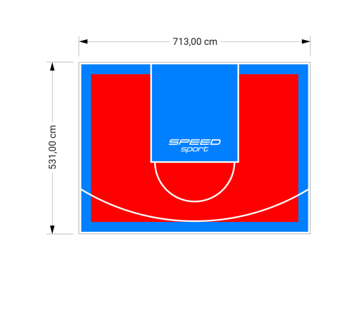 38M2/531X713CM CZERWONO-BŁĘKITNE BOISKO DO KOSZYKÓWKI SPEEDSPORT HEXA POWER PRO