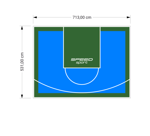 38M2/531X713CM BŁĘKITNO-ZIELONE BOISKO DO KOSZYKÓWKI SPEEDSPORT HEXA POWER PRO