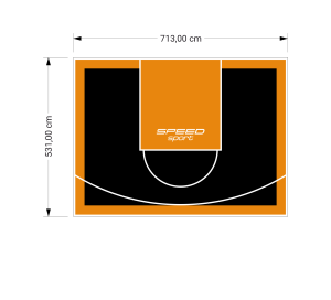 38M2/531X713CM CZARNO-POMARAŃCZOWE BOISKO DO KOSZYKÓWKI SPEEDSPORT HEXA POWER PRO