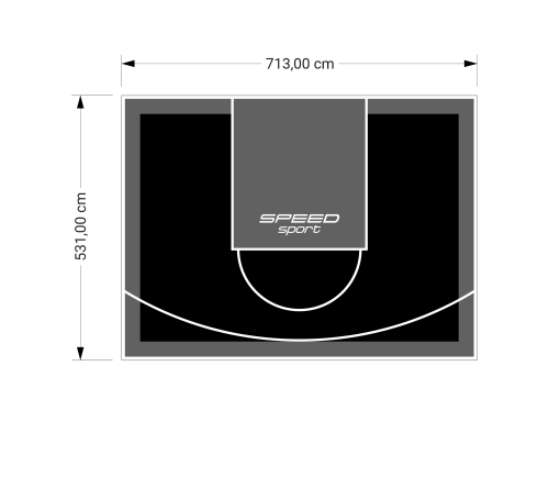 38M2/531X713CM CZARNO-GRAFITOWE BOISKO DO KOSZYKÓWKI SPEEDSPORT HEXA POWER PRO