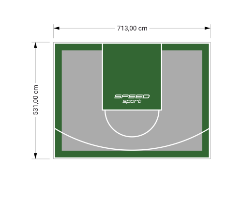 38M2/531X713CM SZARO-ZIELONE BOISKO DO KOSZYKÓWKI SPEEDSPORT HEXA POWER PRO