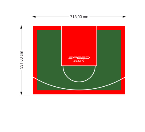 38M2/531X713CM ZIELONO-CZERWONE BOISKO DO KOSZYKÓWKI SPEEDSPORT HEXA POWER PRO