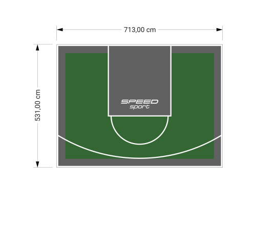 38M2/531X713CM ZIELONO-GRAFITOWE BOISKO DO KOSZYKÓWKI SPEEDSPORT HEXA POWER PRO