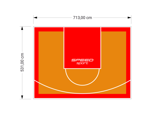 38M2/531X713CM POMARAŃCZOWO-CZERWONE BOISKO DO KOSZYKÓWKI SPEEDSPORT HEXA POWER PRO