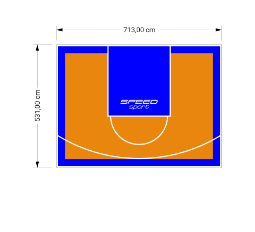 38M2/531X713CM POMARAŃCZOWO-NIEBIESKIE BOISKO DO KOSZYKÓWKI SPEEDSPORT HEXA POWER PRO